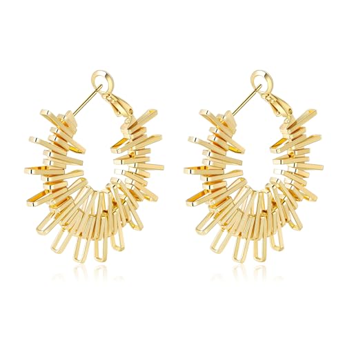 Women Hoop Earrings Lightweight 18K Gold Plated Chunky Hoops Earring Daily Jewelry - style: Hoops 5