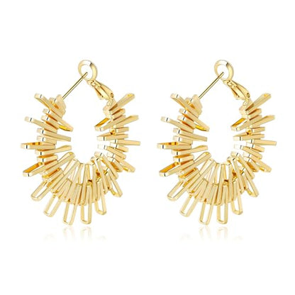 Women Hoop Earrings Lightweight 18K Gold Plated Chunky Hoops Earring Daily Jewelry - style: Hoops 5