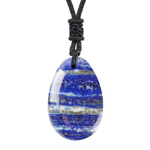 Anjiucc Natural Gemstone Tree of Life Black Obsidian/Golden Obsidian Pendant Necklace for Male and Female Necklace - color: Lapis Lazuli