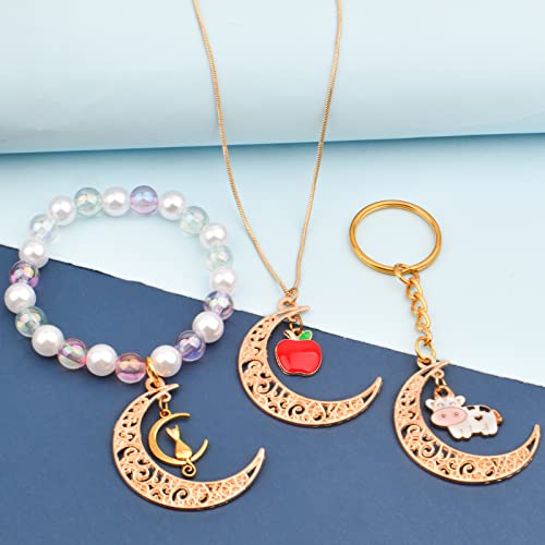 40pcs Hollow Moon Charms Alloy Crescent Pendants Celestial Dangle Charms for DIY Bracelet Necklace Jewelry Making, 40x28mm(Light Golden) - color: Kc Gold