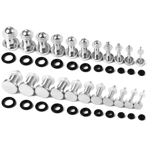 Casvort 22 PCS/16 PCS Hypoallergenic 18G-1'' Comfy Dead Stretching Plugs in 0.5mm Increments Saddle Plugs with Rubber Rings 316 Surgical Stainless Steel Crazy Ear Gauges Body Piercing Jewelry - color: Silver 1-6mm 22 PCS