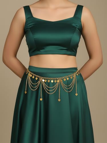 ELABEST Gold Waist Chain Layered Tassel Metal belly chain belt for women Fashion Costume Outfit Accessories
