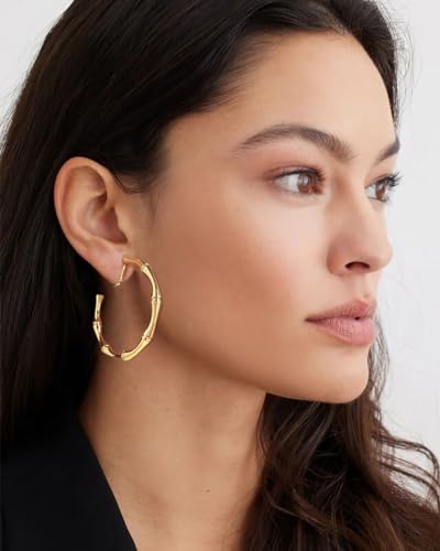 WOWORAMA Chunky Gold Hoop Clip On Earrings for Women | Large Chunky Hoops Clips Earrings, Polished Gold-Plated Clip-On Hoops, Statement Non Pierced Jewelry - color: 40mm Large Hoops