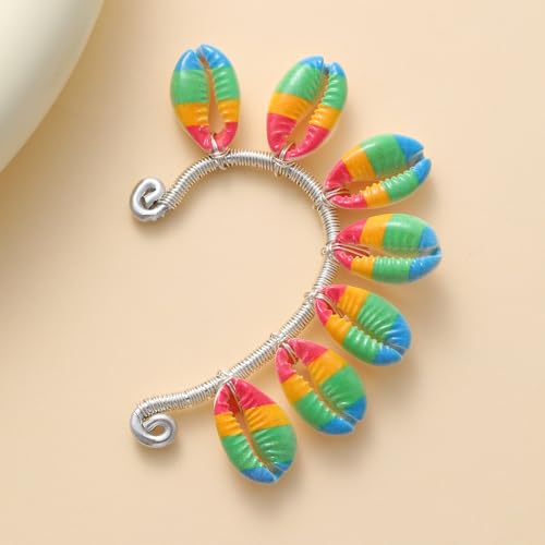 Wellike Gold Ear Cuffs For Women Non Piercing Single Clip On Earrings 18k Gold/Silver Plated Handmade Cuff Earrings Hypoallergenic Waterdrop Cowrie Shell Jewelry - color: KKWE582-S