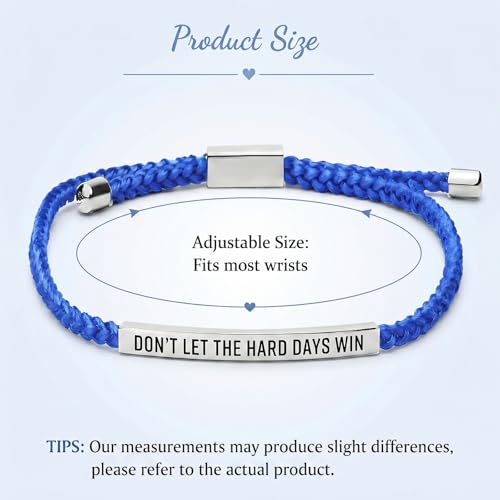 Frodete Dont Let The Hard Days Win Bracelet Inspirational Gifts for Women Adjustable Braided Tube Bracelet Gifts for Friends - color: A8:dark blue