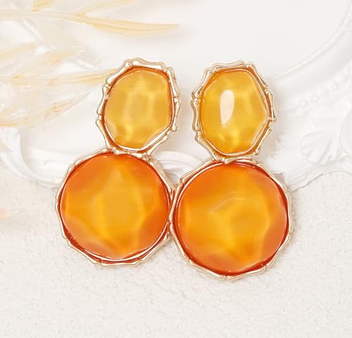 Resin Earrings for Women Acrylic Water Ripple Earring Boho Dangle Drop Earring - color: Yellow