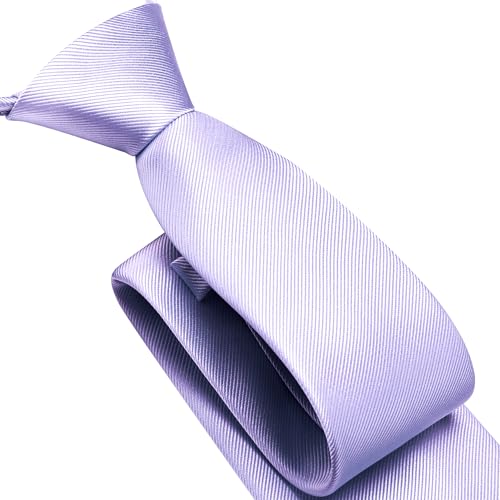 GUSLESON 3.15"（8cm） Mens Pre-tied Adjustable Zipper Tie Solid Necktie for Business and Wedding - color: Light Purple