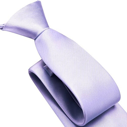 GUSLESON 3.15"（8cm） Mens Pre-tied Adjustable Zipper Tie Solid Necktie for Business and Wedding - color: Light Purple