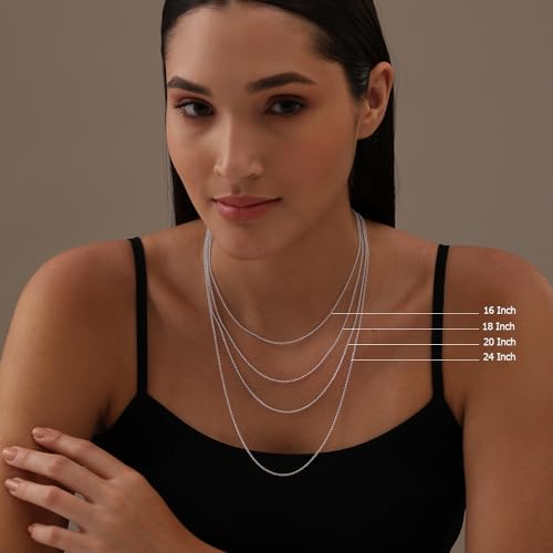 LeCalla 925 Sterling Silver Italian Jewelry Trendy Gift 1.5 MM, 2 MM, 3 MM Rolo Link Chain Necklace for Teen Women and Men with Spring Ring Clasp (16, 18, 20, 24 Inches) - size: Length 24 Inches, style: 2 MM
