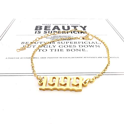 CSIYANJRY99 Birth Year Ankle Bracelets for Women14K Gold Plated Birth Year Number Anklets Adjustable Chain Beach Foot Ankle Bracelets for Women Birthday - style: 1999