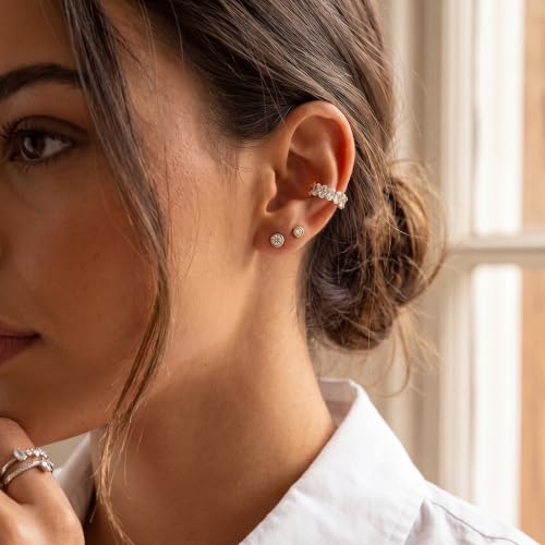 Gold Ear Cuff for Women Non Piercing | Cuff Earrings, 14K Gold Plated, Colorful Cubic Zirconia Pave, Pearl, Clover, Cartilage Earrings Trendy Jewelry, Single - color: Clear A