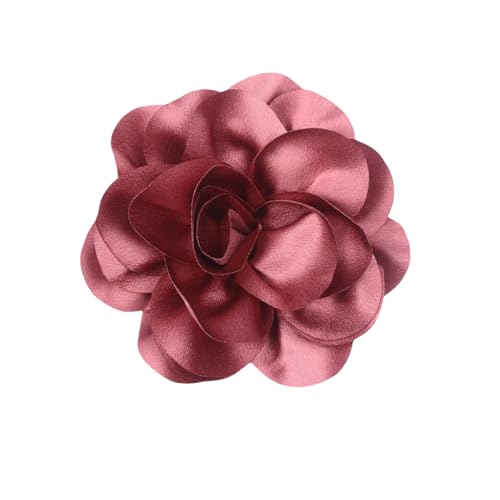 Large Rose Flower Brooches Chiffon Camellia Brooch Lapel Pins Hair Clips Hat Pins for Women Wedding Banquet Accessories Large Satin Flowers 5.5in - color: Red 1