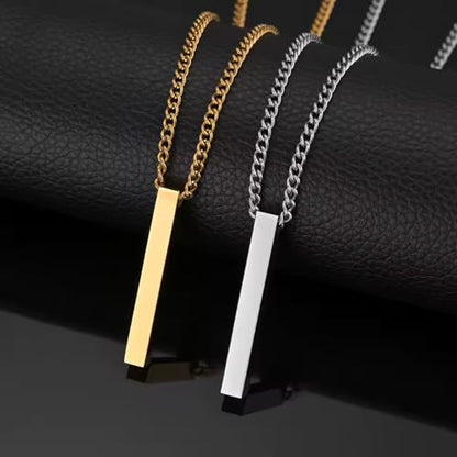 Minimalist Bar Pendant Necklace for Women & Men - Stainless Steel 24" Chain, Gold, Silver, Black, Simple Everyday Jewelry Gift
