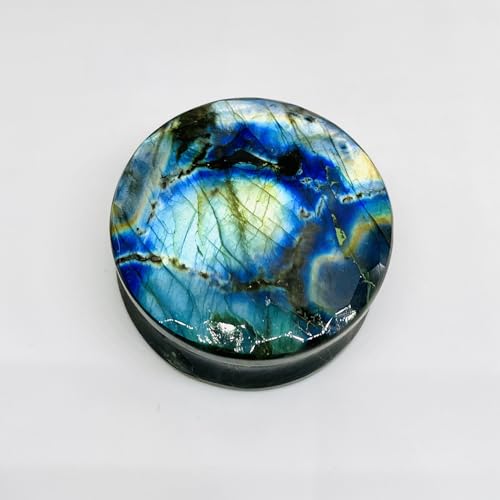 Uni Craft Naga Body Piercing Jewelry Gauges Plugs (1 Pair) for Earrings, 8g (3mm) to 54mm, Multi Flash Labradorite Gemstone, Handmade, Customized Size & Wholesale Available - size: 5/8” (16mm)