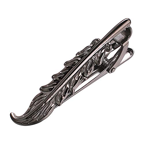 Yoursfs Feather Tie Clip For Men Stylish Tie Bar Metal Clasp Necktie Pin Business Wedding Clamp - style: black