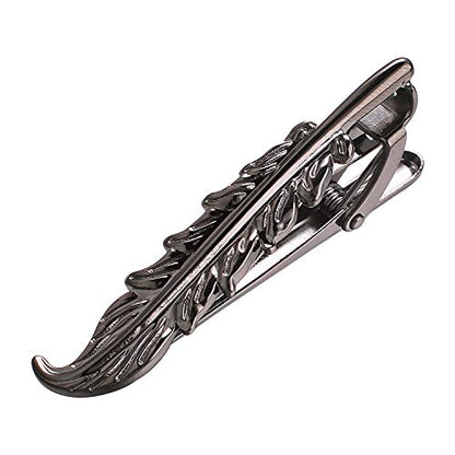 Yoursfs Feather Tie Clip For Men Stylish Tie Bar Metal Clasp Necktie Pin Business Wedding Clamp - style: black