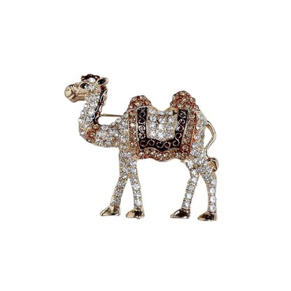 Cute Camel Rhinestones Brooches Lapel Pins for Women Men Teen Girls Funny Sparkly Crystal Cartoon Animal Pin Dress Suit Hat Bag Clothes Accessories Jewelry Party Christmas Holiday Gifts