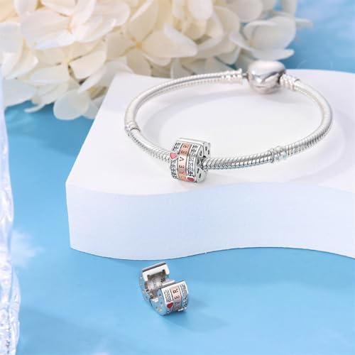 925 Sterling Silver Stopper Clip Charms for Bracelet Necklace Spacer Beads with 5A Cubic Zirconia Mother's Day Christmas DIY Gift for Women(2PCS) - style: Forever