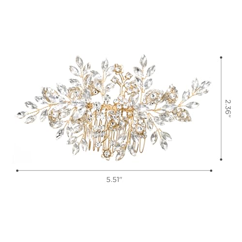 SWEETV Rhinestone Wedding Hair Comb Crystal Hair Pieces Bridal Side Combs Elegant Bride Hair Accessories Wedding Hair Clip for Women Girls Bridesmaid | Rhinestone Hair Pieces Crystal Bridal Side Combs Elegant Wedding Hair Clip Wedding Hair Pieces for Wome