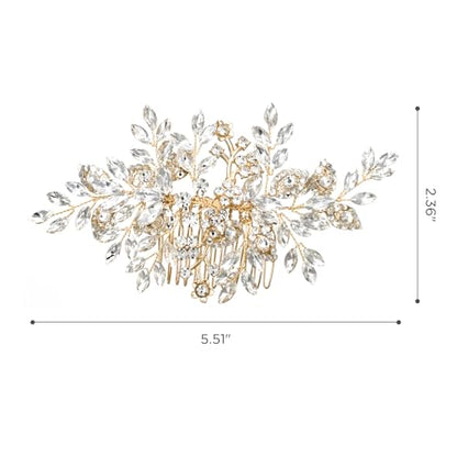 SWEETV Rhinestone Wedding Hair Comb Crystal Hair Pieces Bridal Side Combs Elegant Bride Hair Accessories Wedding Hair Clip for Women Girls Bridesmaid | Rhinestone Hair Pieces Crystal Bridal Side Combs Elegant Wedding Hair Clip Wedding Hair Pieces for Wome