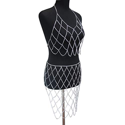 Women's Sexy Suit Body Chain - color: Silvery Color-Bra Body Garment Chain Waist Chain Suit-6