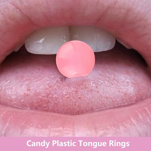 Zolure 10Pcs 14G Tongue Rings Acrylic Candy Color Tongue Piercing Jewelry Flexible Plastic Nipple Rings Tongue Barbells for Women 16mm - color: Mix 10pcs