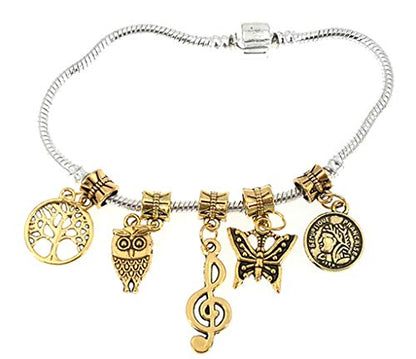 Alloy Dangle Spacer Beads Bails Connector with Multistyle Pendant Charm Dangler for DIY Bracelet Necklace Jewelry Making Accessaries(40pcs) (Golden) - color: Golden