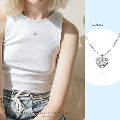 Weyuley 100pcs Antique Silver Plated Hollow Lovely Heart Charms Pendant DIY Bracelets Necklace Jewelry Making Craft Wholesale 16mmx14mm(A285)