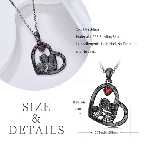 Sterling Silver Halloween Necklace Gothic Jewelry Gifts for Women Men - style: Skeleton-Black