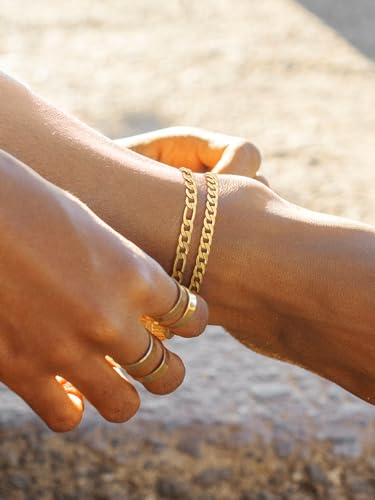 U7 2Pcs/3Pcs Ankle Bracelets for Women, Stainless Steel Cuban Link/Figaro/Rope/Heart Chain Anklets Sets,Waterproof Layered Anklets Adjustable 8.5"-10.5" - color: 01. 2Pcs Style A-Gold