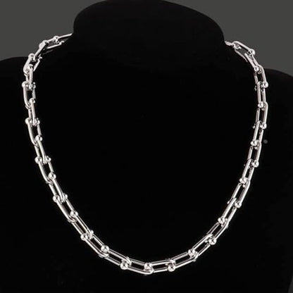 BG&WLing 18K Gold Plated Paperclip Necklace for Women Chunky Stainless Steel Link Chain Necklace Gold Statement Choker Classic Jewelry Gift - color: Silver