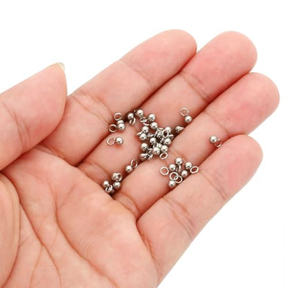 PATIKIL 50pcs Steel Bead Charm, Stainless Steel Ball Bracelet Charm Pendants Metal Round Beads Small Bulk for Jewelry Making - color: Silver Tone, size: 3mm