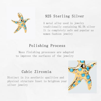 Charms Beads 925 Sterling Silver Animal Heart Flower Friend Dangle Pendant with 5A Cubic fits for Charms Bracelets for Woman Valentine's Day Mother's Day Christmas Graduation Birthday Gift - style: D28-Blue Dot Coral
