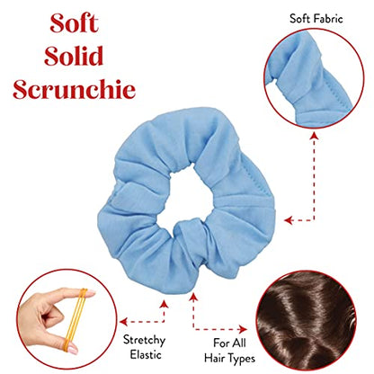 9 Pack Scrunchies Hair Ties (Blues) - color: Blues