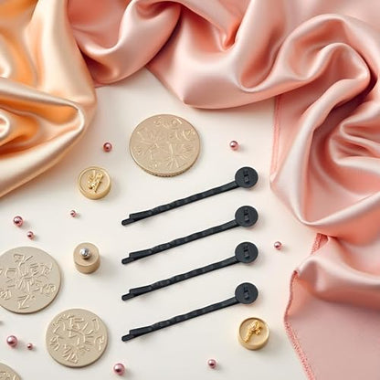 50 Pcs Hair Bobby Pins Hair Clips with Blank Round Tray Hair Pins Hairpin Cabochons Bases Hair Styling Pins for DIY Crafts Hair Accessories（Black）