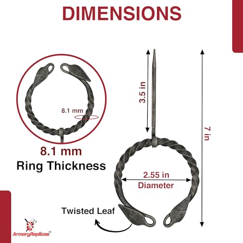 Armory Replicas™ Hand-Forged Viking & Celtic Cloak Pin Brooch – Medieval Fibula for Costumes, Reenactments, Cosplay & Historical Dress Accessories - style: Design 3 (4Pcs)
