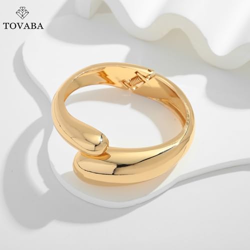 Chunky 14k Gold Cuff Bracelets for Women - Non Tarnish Teardrop Bangle Multi-layer Cross Wire Open Bracelets - color: Golden 15