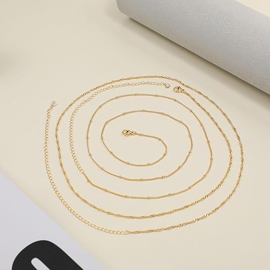 14K Gold Waist Chain for Women, Plated Layered Belly Chain for The Waist Adjustable Waterproof Sexy Bikini Satellite Beads Chain Summer Non Tarnish Body Chain Jewelry Gifts for Women - color: Gold