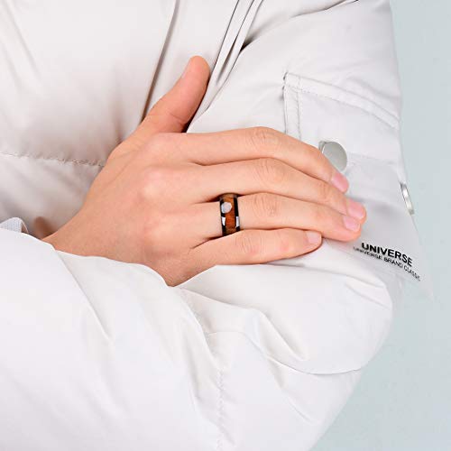 THREE KEYS JEWELRY Tungsten Wedding Band Koa wood Inlay Black Domed | 4mm, 6mm, 8mm, Everyday Wear, Black, Domed, Koa wood inlay - color: Black 8mm