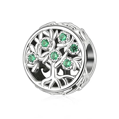LaMenars 925 Sterling Silver Charms for Pandora Bracelets & Necklaces | Bead Charms Birthday Holiday Jewelry Gifts For Women - color: Family Tree Circle Charm