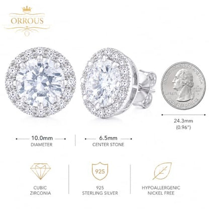 ORROUS & CO 18K Gold Plated CZ Simulated Diamond Stud Earrings for Women, Hypoallergenic, 1.9 Carat