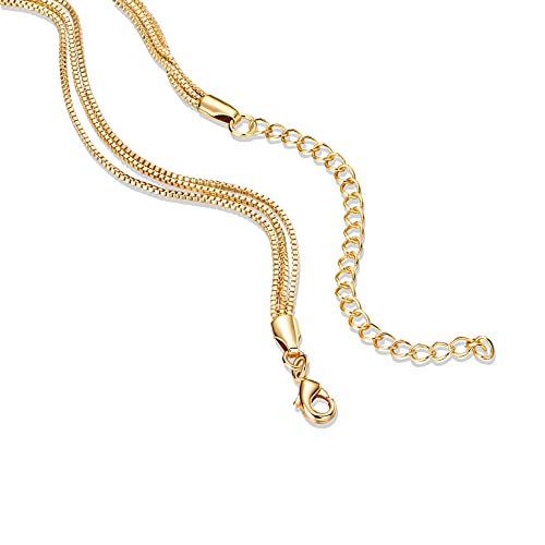 PAVOI 14K Gold Plated Dainty Layering Necklaces for Women | Snake Chain, Curb Link, Paperclip Layered Chains | Trendy Layering Necklace - style: Box