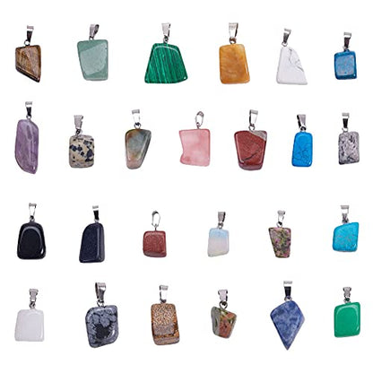 DanLingJewelry 24pcs Irregular Nugget Shaped Chakra Random Stone Pendants Healing Crystal Gemstone Charms for Jewelry Making Supplies DIY - color: 24pcs - Irregular Ⅰ