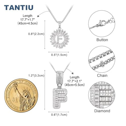 14K Gold Plated Alphabet Necklace Cubic Zirconia Letter Pendant, Personalized Name Jewelry Gift for Women, Customizable A-Z, Birthday/Mothers Day Gifts for Womens - color: White Gold, style: Style-F