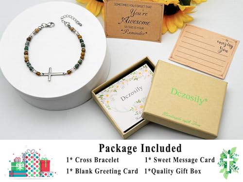 Dainty Bracelets for Women Paperclip Chain Bangles Handmade Tiny Cute Oval and Round Beaded Bracelet 316L Stainless Steel Jewelry Gift for Best Friend - style: Cross-You are Awesome