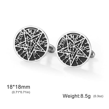 Cufflinks for Men Delicate Stainless Steel Wedding Business Cufflinks Gifts for Groom Husband French Shirt Accessories - style: Solomon's Star-Silver