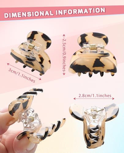 Molans 12 Pcs Small Hair Clips Mini Claw Jaw Clips Women Girls Thin Hair | Tiny Short Acrylic Cute Clips Non Slip Little Hair Accessories Clamps for Half Updo Styling Fine Hair Bangs Kids Toddlers - color: Amber
