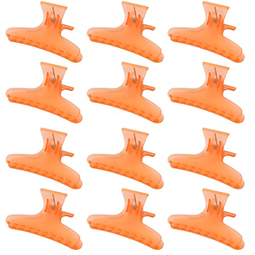 Ondder Hair Clips for Styling - Orange Butterfly Claws Clamps Pro Salon Clips for Cutting, Coloring, and Hair Accessories for Women Girls - color: Orange