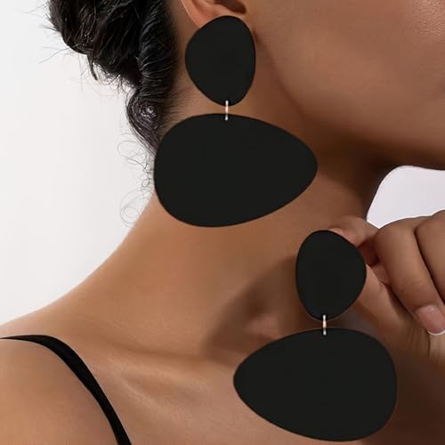 Boho Black Dangle Earrings for Women Large Statement Earring Irregular Acrylic Modern Earring Geometric Trendy Earrings Jewelry Gifts for Women