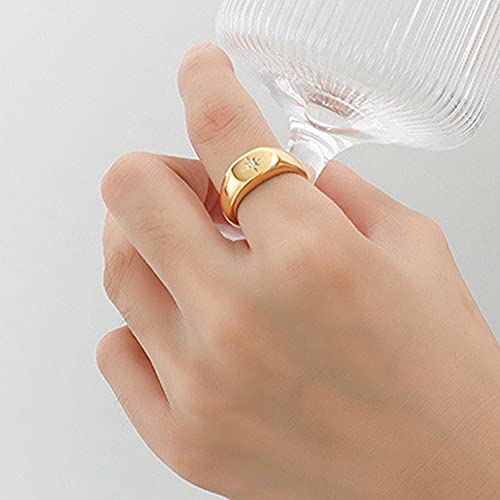 Jude Jewelers Stainless Steel Sunshine Signet Style Fashion Dainty Wedding Promise Festival Birthday Pinky Ring - color: Gold
